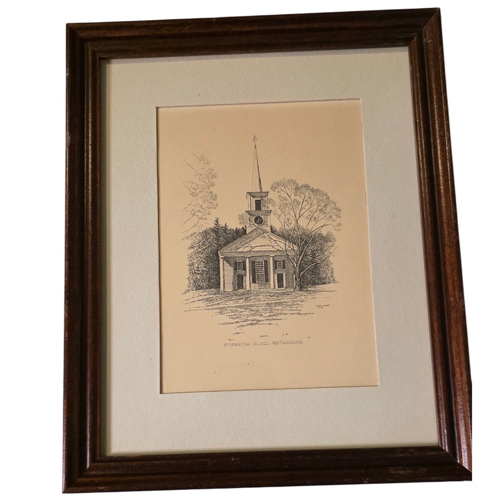 Art Etching Clark M‎ Goff Brown Sturbridge Village Meetinghouse